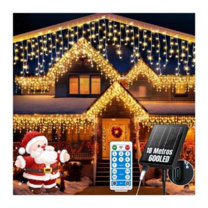 Luces de Navidad Solares Tipo Cascada (18 Metros, 600 LED)