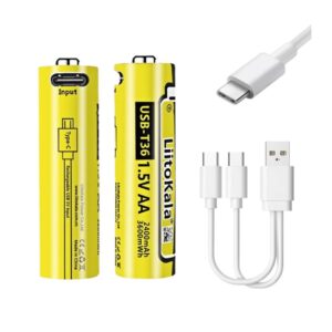 Pilas Recargables AA LiitoKala de 1.5V con Puerto USB Tipo C (Par)