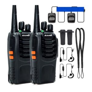 Radios Walkie Talkies SANCI con Base de Carga y Auriculares (Par)