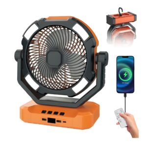 Ventilador Portátil de Camping con Luz LED y Batería Externa